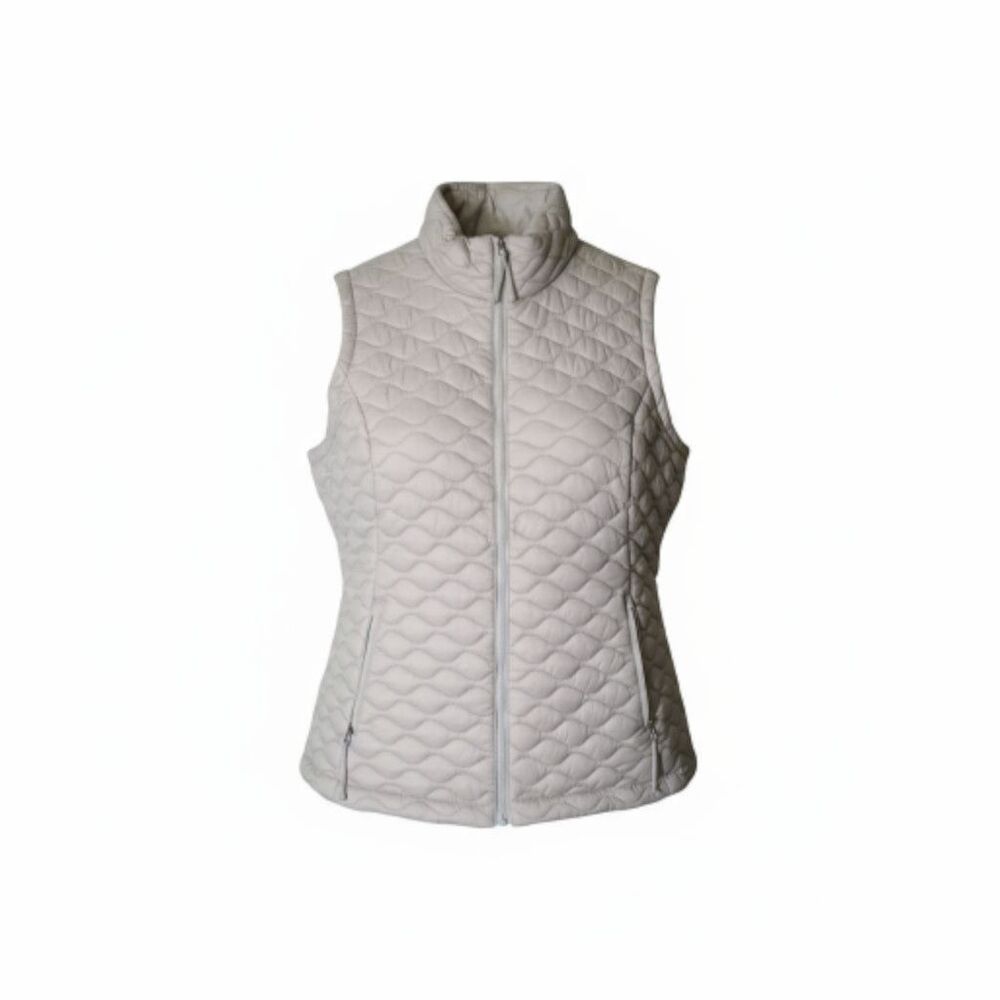 Free Country Women’s Quilted Puffer Vest – Light Gray – Lightweight Zip-Up...